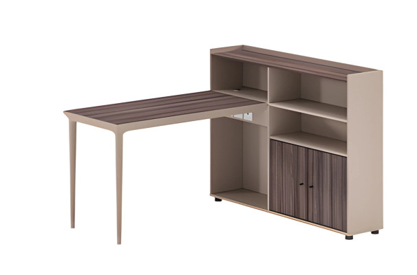 Modern beige desk with plenty of storage space