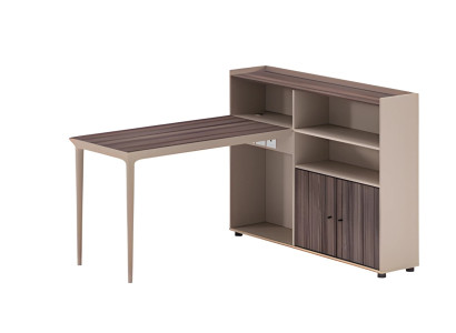 Modern beige desk with plenty of storage space