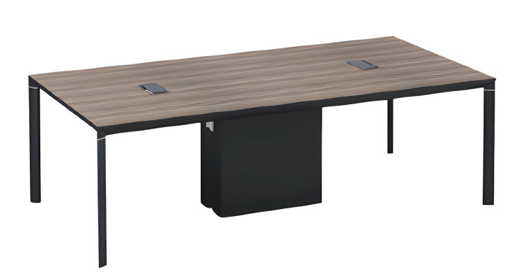 Black modern conference table with cable management