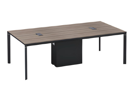 Black modern conference table with cable management