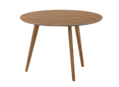 Modern round coffee table with simple wooden legs