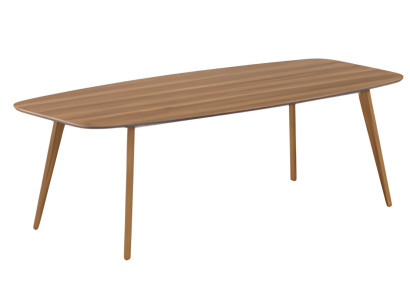 Modern dining table with elegant surface and simple wooden legs