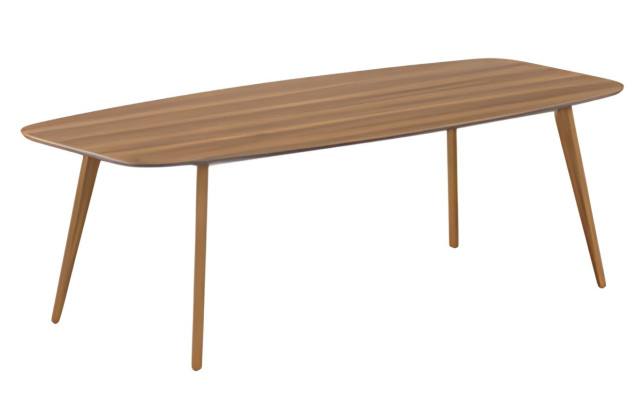 Modern living room table with storage and elegant wooden legs