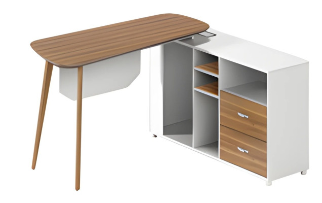 Modern white wooden table with thin legs