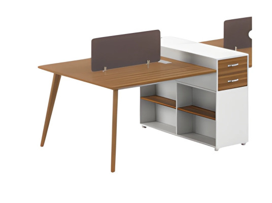 Modern desk with dividers and built-in storage