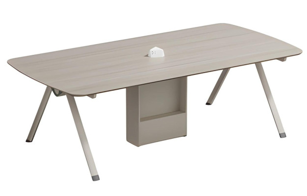 Modern beige coffee table with storage and built-in drawer
