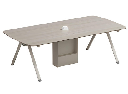 Modern beige coffee table with storage and built-in drawer
