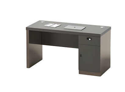 Modern black table with storage and cable management