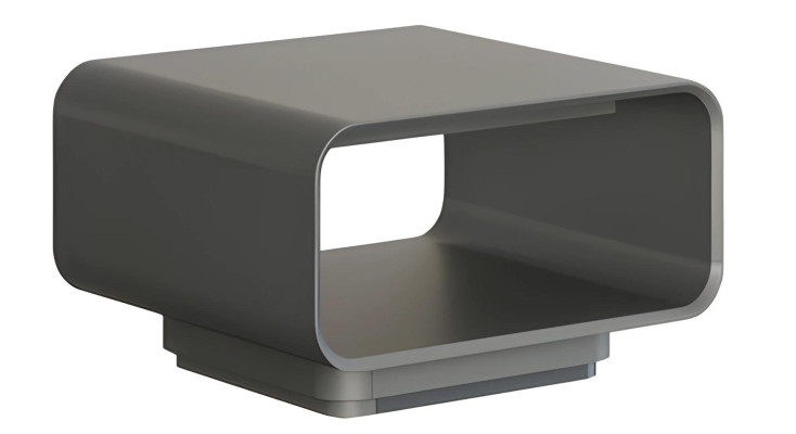 Modern gray and black designer table with open shelf in minimalist style