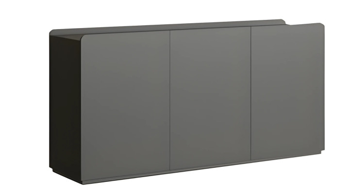 Modern gray display cabinet without handles with minimalist design