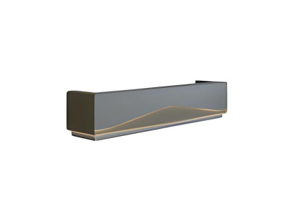 Black-gray modern reception desk with LED lighting, luxury minimalist design