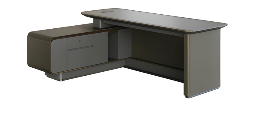 Modern gray corner table with storage