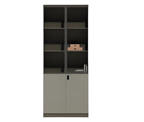 Modern desk with shelves and doors