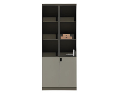 Modern desk with shelves and doors