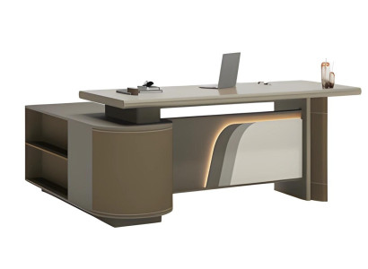 Modern brown and beige table with LED lighting for office and home office