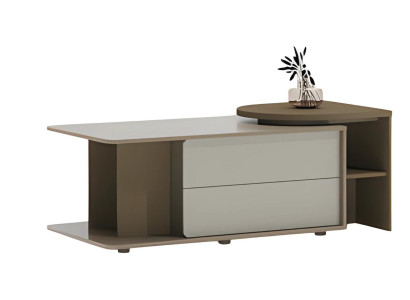 Modern beige and brown coffee table with drawers