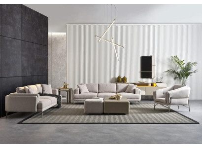 Modern beige sofa and tables