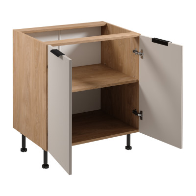 Mobile kitchen table with two doors under the countertop
