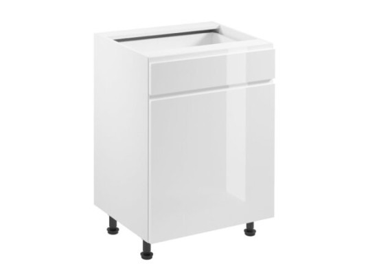 Mobile kitchen with drawer and glossy shelves