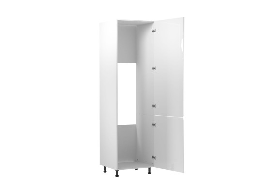 Built-in refrigerator cabinet, white kitchen