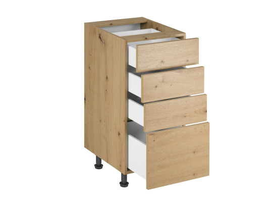 Nightstand under and in front of the kitchen