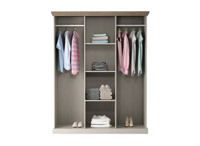 Multifunctional textile wardrobe with mirror and 2 hooks