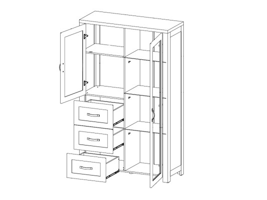 Modern elegant display cabinet made of brown wood