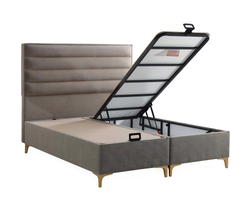 Beige bed with mattress – Elegant piece of furniture for the bedroom