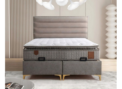 Beige bed with mattress – Elegant piece of furniture for the bedroom
