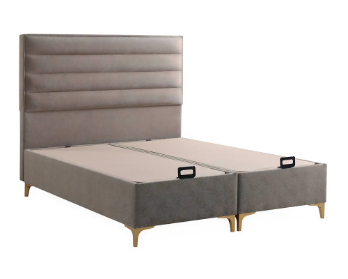 Beige bed with mattress – Elegant piece of furniture for the bedroom