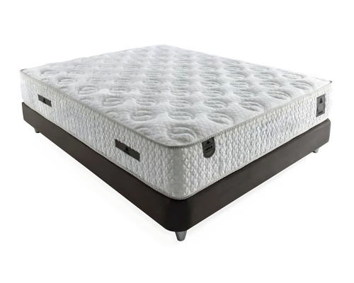 Modern gray bed with fabric and wooden mattress