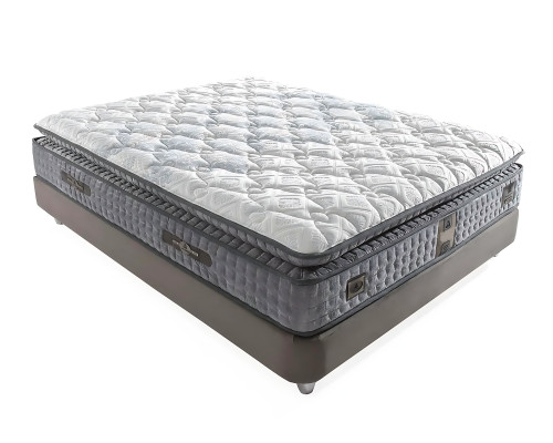 Modern gray fabric bed with mattress