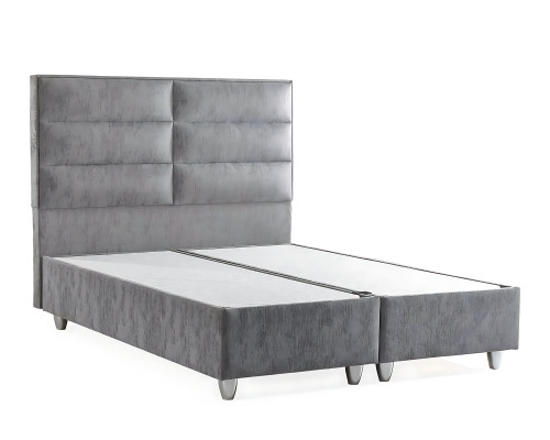 Modern gray fabric bed with mattress