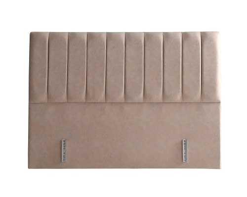 Beige fabric bed with elegant mattress