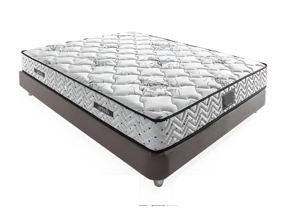 Gray fabric bed with modern mattress