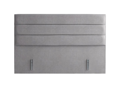 Elegant gray bed made of fabric and wood with mattress