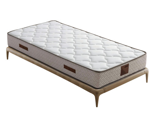 Elegant bed made of brown fabric