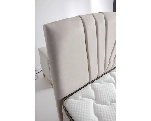 Elegant bed made of brown fabric