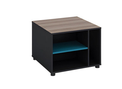Modern square wooden effect table brown and black