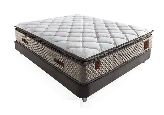 A modern bed with mattress beautifies any room.