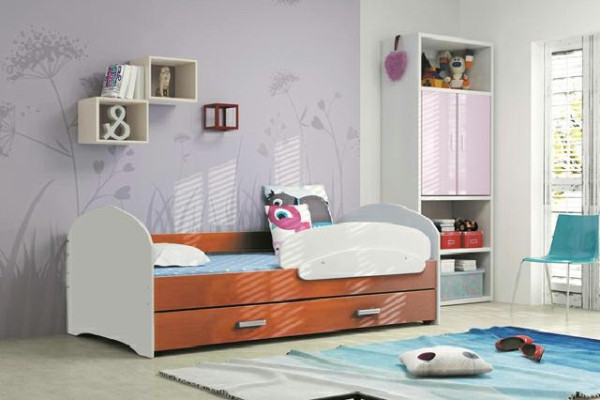 Bed for young people, solid wood bed with drawer, Luki TS bed