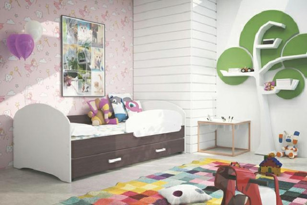 Bed for young people, solid wood bed with drawer, Luki TS bed