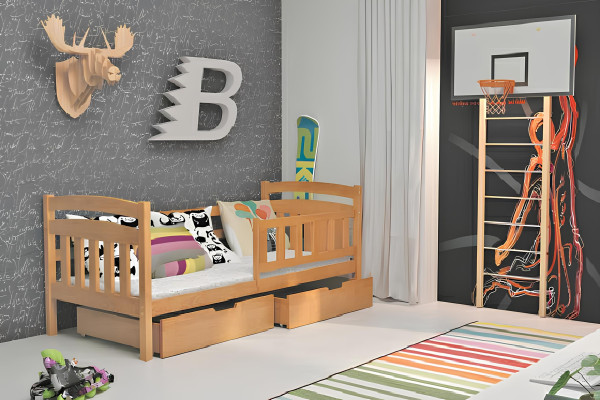 Barnes children's bed with mattress and KACPER 1 drawer