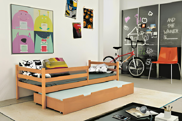 Kaksosvuode sofa bed with two beds, drawer bed, children's bed, wooden bed, bunk bed