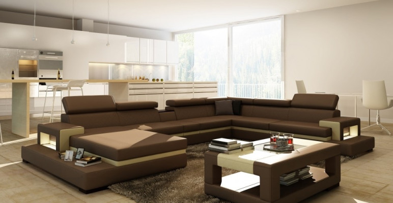 Leather sofa sofa corner sofa U shape couch living landscape designer seat corner