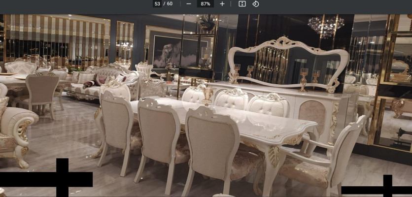 Dining room dining table chair sideboard mirror table group wood luxury set 11-piece.