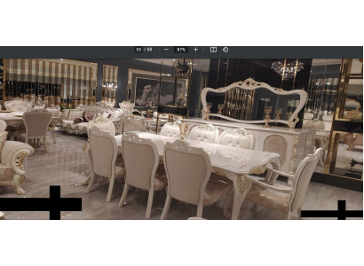 Dining room dining table chair sideboard mirror table group wood luxury set 11-piece.