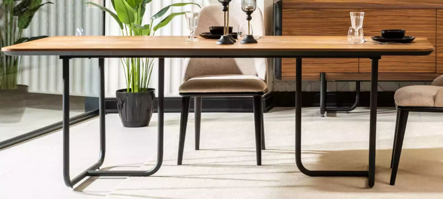 Design dining table with 4 chairs, dining room set, dining furniture, wood, 5-piece set
