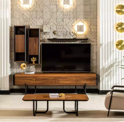 Wall unit cabinet shelf cabinets wall units sideboard coffee table 5-piece set.