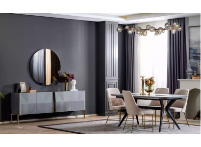 Dining room wooden dining set group table 4x chairs dining suite design 7-piece